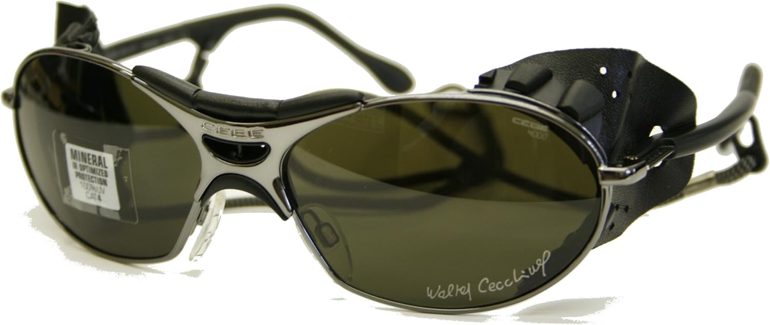Cébé Cecchinel Sunglasses Gunmetal Frame, Black Leather Side Shields