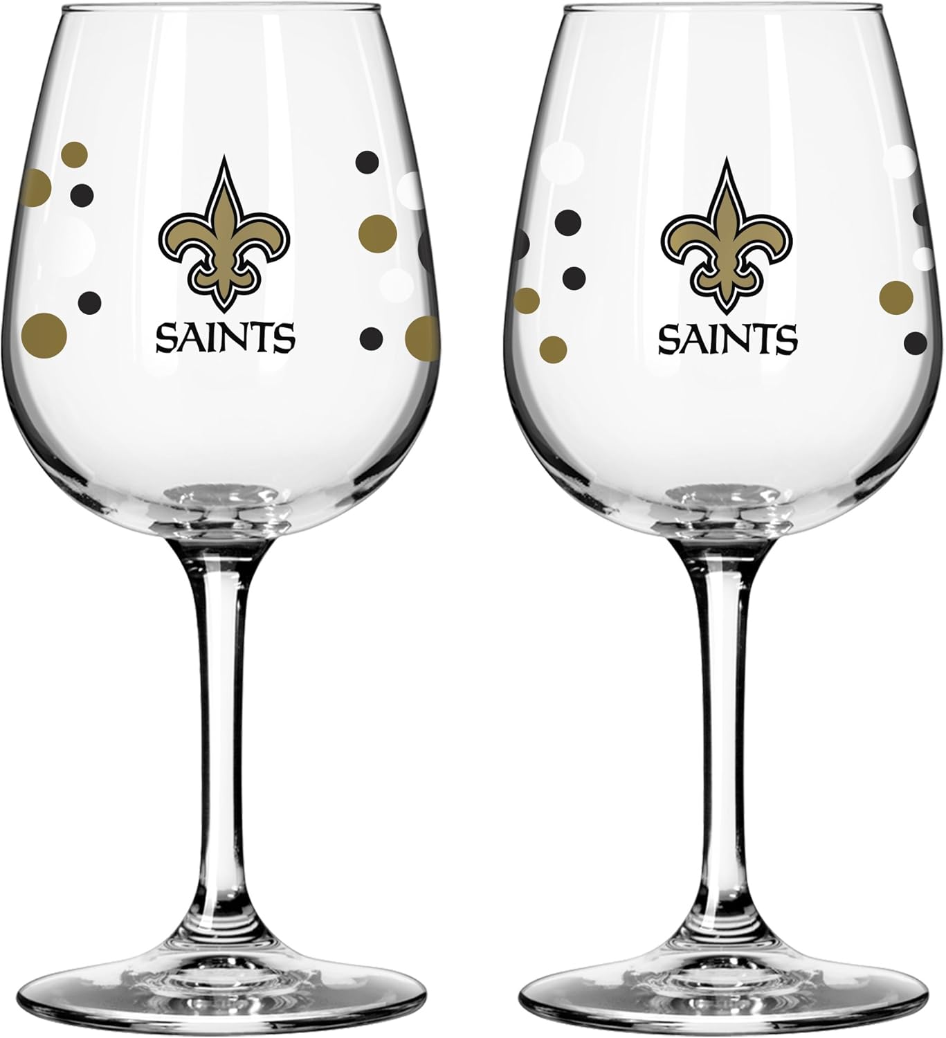 New Orleans Saints PolkaDot Wine Glass 12 oz. 2 Pack Wine