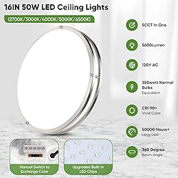16in 50W LED Flush Mount Ceiling Lights 5600lm