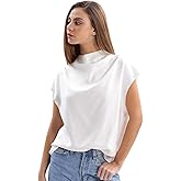 Amazhiyu Women's Linen Cap Sleeve Cowl Neck Tank Tops Keyhole Back Shirts Casual