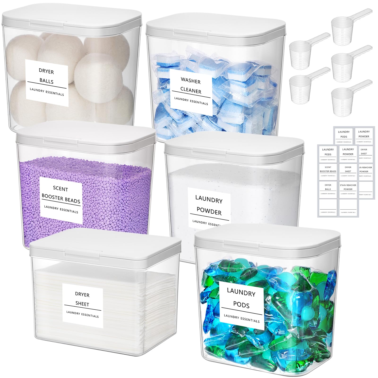 Photo 1 of Lifewit 5+1 Laundry Pods Container & Dryer Sheet Holder, Large Powder Detergent Dispenser Storage Jars, Laundry Room Containers 
