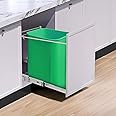 Halonik Pull Out Trash can Under Cabinet-Silent Three-Section Steel Ball Slide,Heavy Duty Under Sink Trash Can Kit for Kitchen,Requires Minimum Cabinets Opening 11.5" W X 18" D（No Trash can Included）
