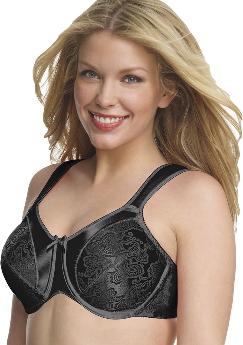 Bali Satin Tracings Underwire Minimizer Bra (3562) Black, 40G at Amazon