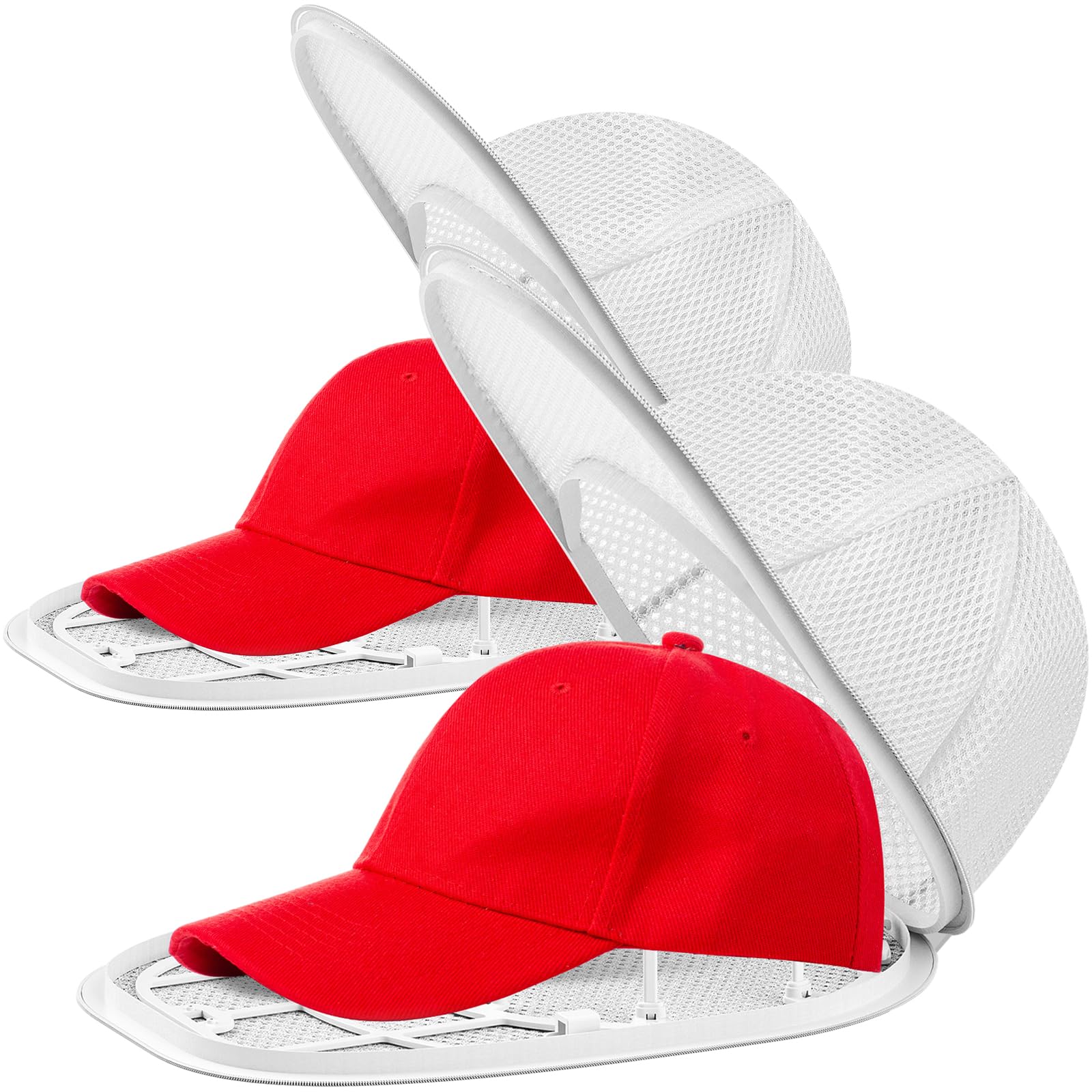 Photo 1 of Hat Washer Cage Hat Cleaner Hat Washer for Baseball Caps for Washing Machine or Dishwasher for Flat & Curved Hats, White (2-Pack)