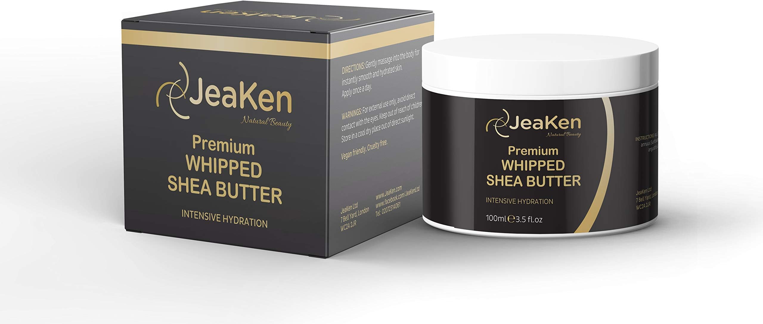 JeaKen - NATURAL WHIPPED SHEA BUTTER - Shea Butter Moisturiser For Soothing Rough Dry or Chapped Skin - With Anti-Aging Ingredients to Fight Fine Lines And Wrinkles - 100ml Shea Butter Body Cream