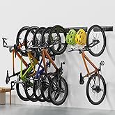 Housolution Bike Storage Rack 48Inch for 6 Bikes + 5 Helmets, Up to 500lbs, Heavy Duty Bike Hangers for Garage, Bike Hooks fo