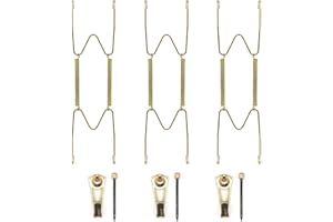 CLOVERDALE SUPPLY 3 Pcs 8-10” Stainless Steel Plate Hangers for Decorative Plates, Includes 3 Pieces Brass Hook with Nails for Hanging