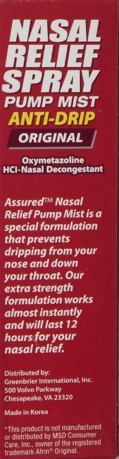 Nasal Relief Spray - 12 Hour Anti-drip Pump Mist 0.5 FL. OZ. (3 Pack): Health & Personal Care