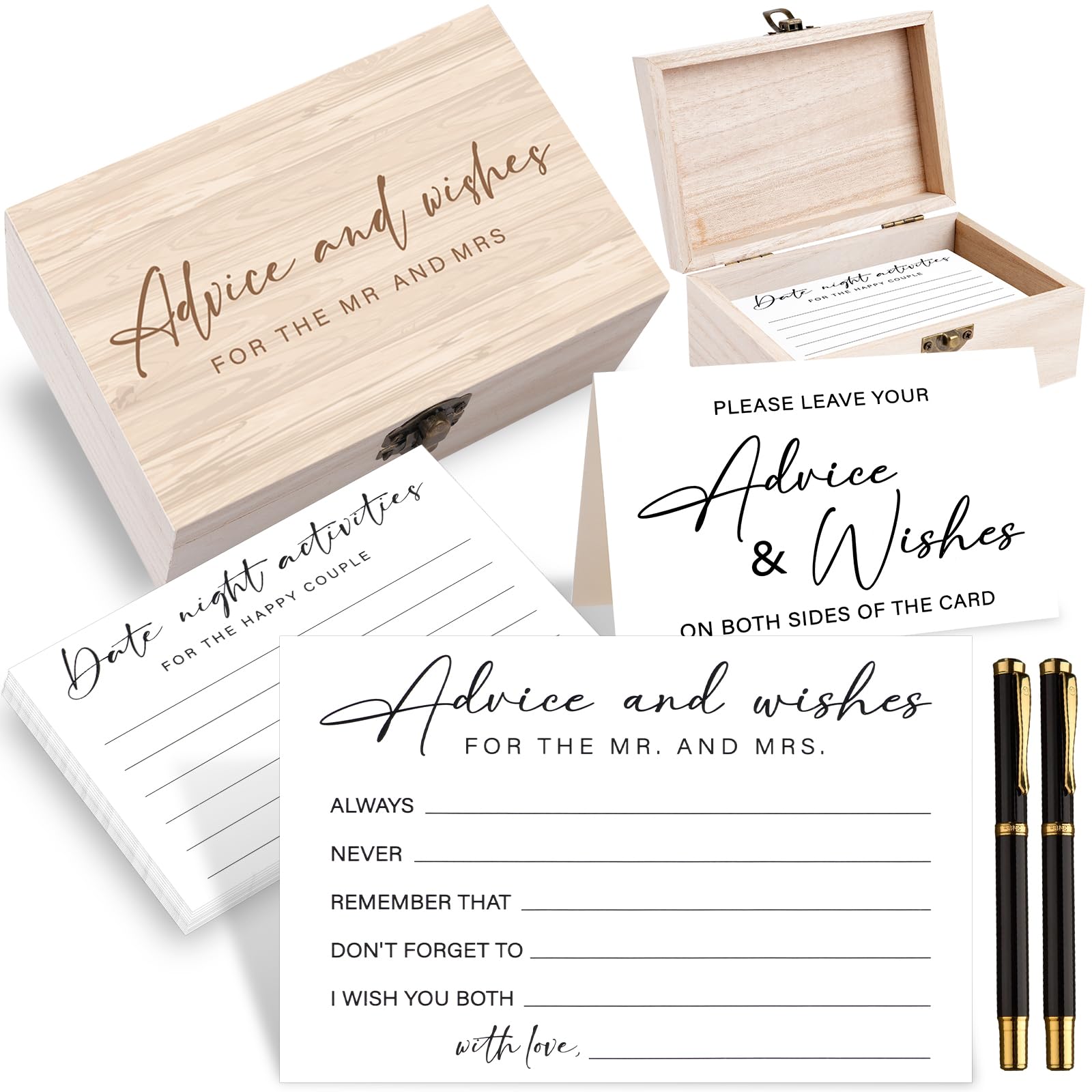 Photo 1 of ***MISSING PARTS***
Jectivs 85 Pcs Advice and Wishes Cards Wooden Box Set for The Mr and Mrs,White Advice and Wishes Cards with Black Pen for the Bride and Groom,Bridal Shower,Wedding Party Game Decorations Supplies