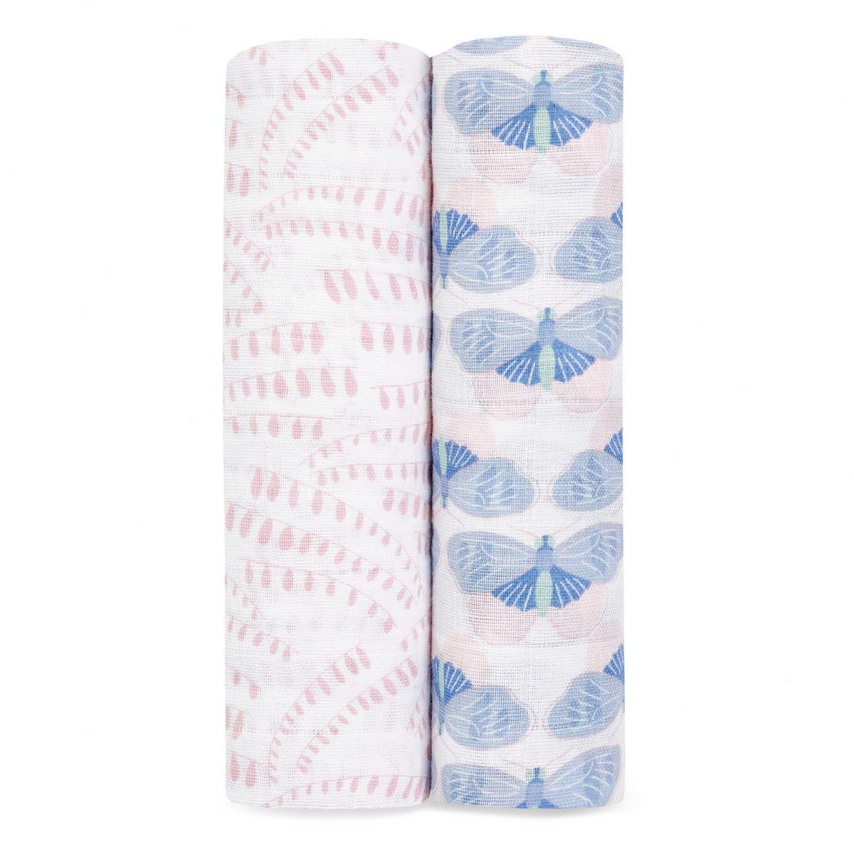 den + anais 100% cotton Muslin Swaddle & Receiving Blankets for Baby Girls & Boys, 120x120cm, Ideal Newborn & Infant Swaddling Wrap Set, Perfect Shower Gifts, 2 Pack, deco