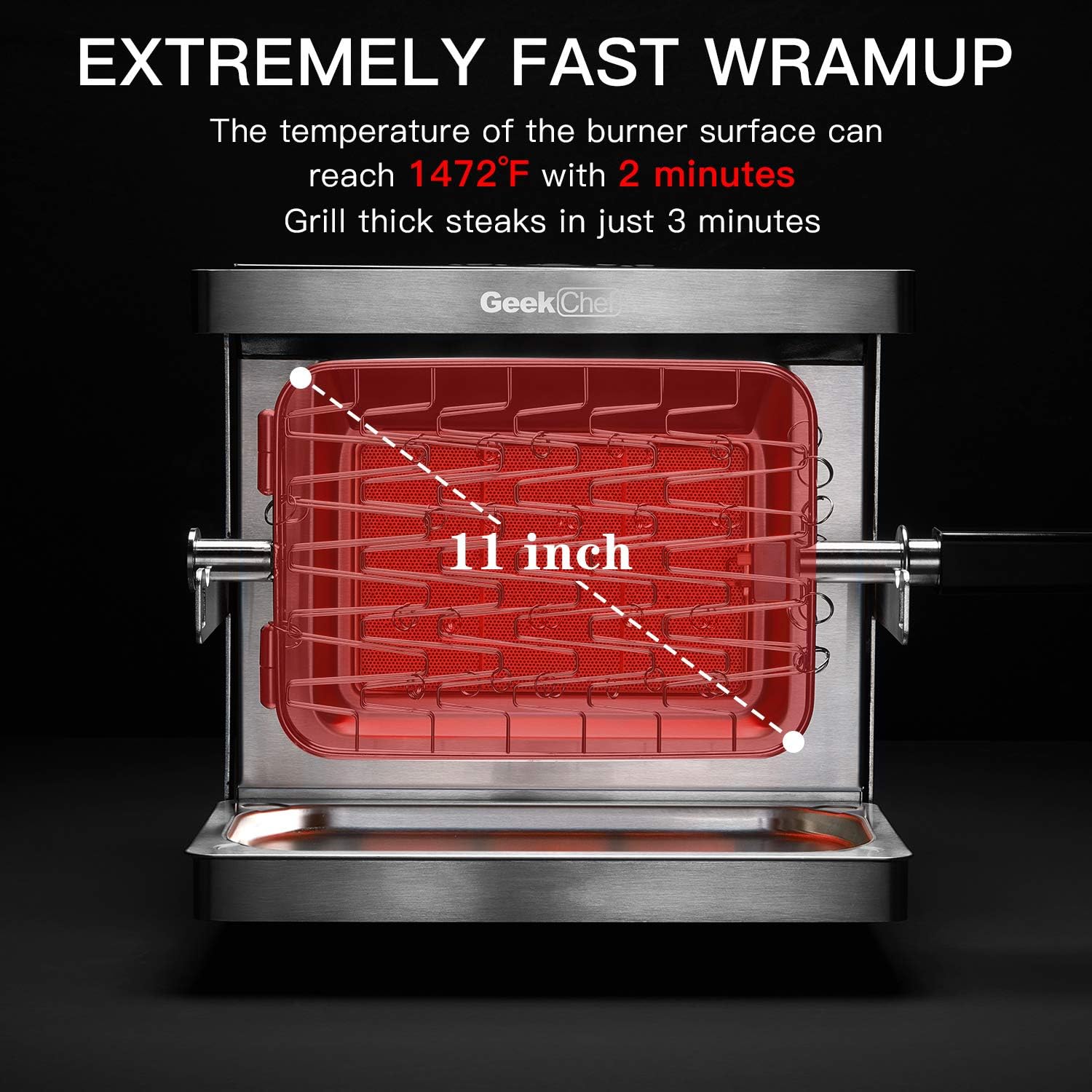 review Geek Chef Outdoor Propane Gas Grill Infrared Honey Comb BBQ Non-Smoke Burner with Stainless Steel 360° Rotisserie Mesh Wave-Rack Grill Basket German Craftsmanship Design & Technology Gas Grills