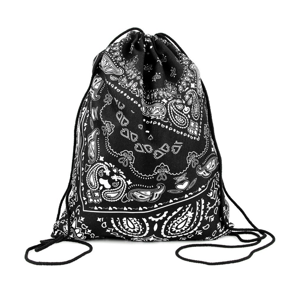Ferocity Fullprint Drawstring Bag Backpack Rucksack School Book Bags Gymbag Gym Sack Outdoor Sackpack Shopping Bandana Black [010]