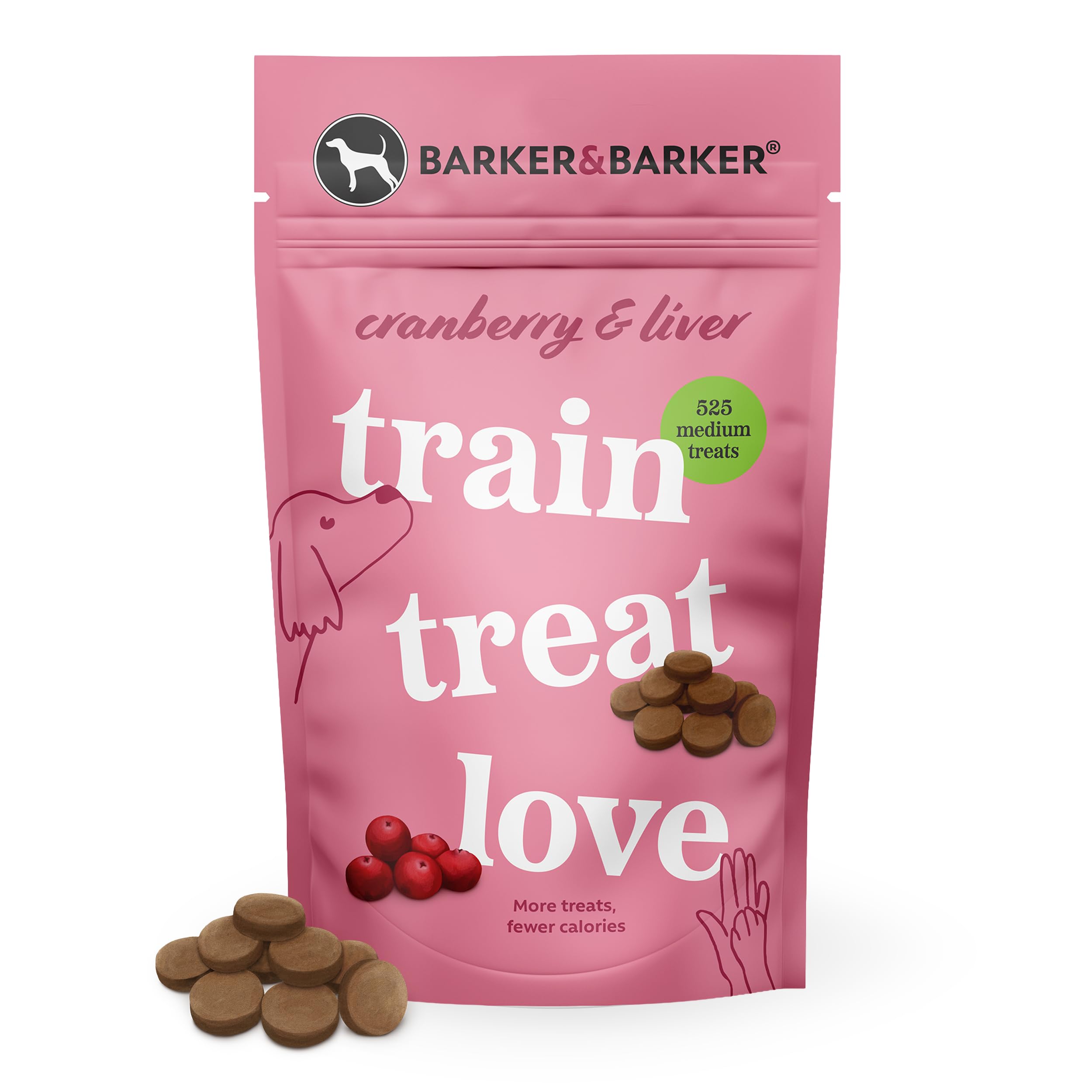 Barker and Barker Grain Free Dog Training Treats ❘ 525 Healthy Cranberry & Liver Treat Pack | Low Calorie, High in Protein & B Vitamins | No Artificials - 100% Human-Grade for Small & Medium Dogs — image 1