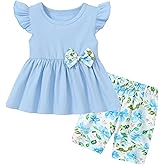 WESIDOM Toddler Girl Clothes Layered Ruffle Top Floral Shorts Cute Toddler Girls Summer Outfits 2Pcs Clothing Set