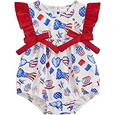My First 4th of July Newborn Baby Girl Outfit Fly Sleeve Romper Onesie Toddler Infant Summer Clothes