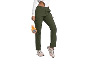 AREOUTS Women's Snow Ski Pants Fleece Lined Waterproof Softshell Insulated Winter Outdoor Hiking Cargo Pants