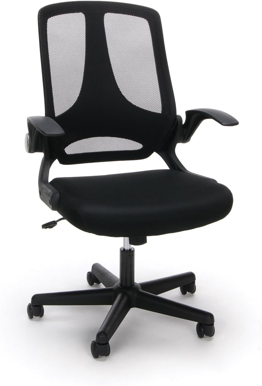 OFM ESS Collection Mesh Upholstered Flip-Arm Task Chair, in Black (ESS-3045)