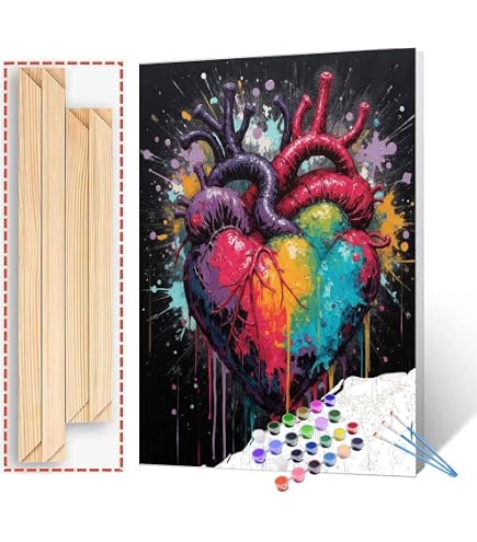 Amazon.com: Floral Heart Blood Vessel Paint by Number for Adults