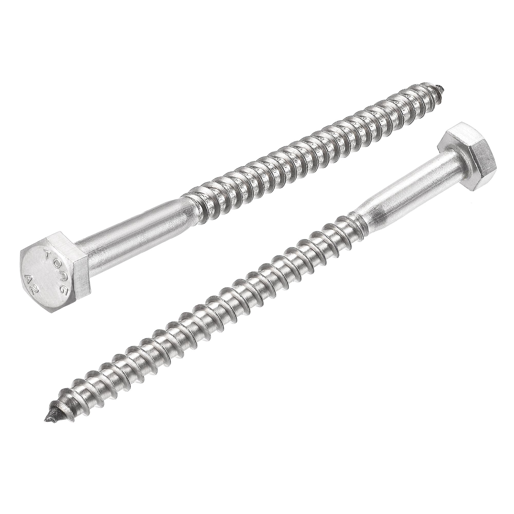 sourcing map Hex Lag Screws, M6 x 90mm 304 Stainless Steel Half Thread Self-Tapping Bolts for Wood Screw 10Pcs