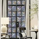 dktie Window Film Non Adhesive Privacy Blue 90x200cm Stained Glass view 4