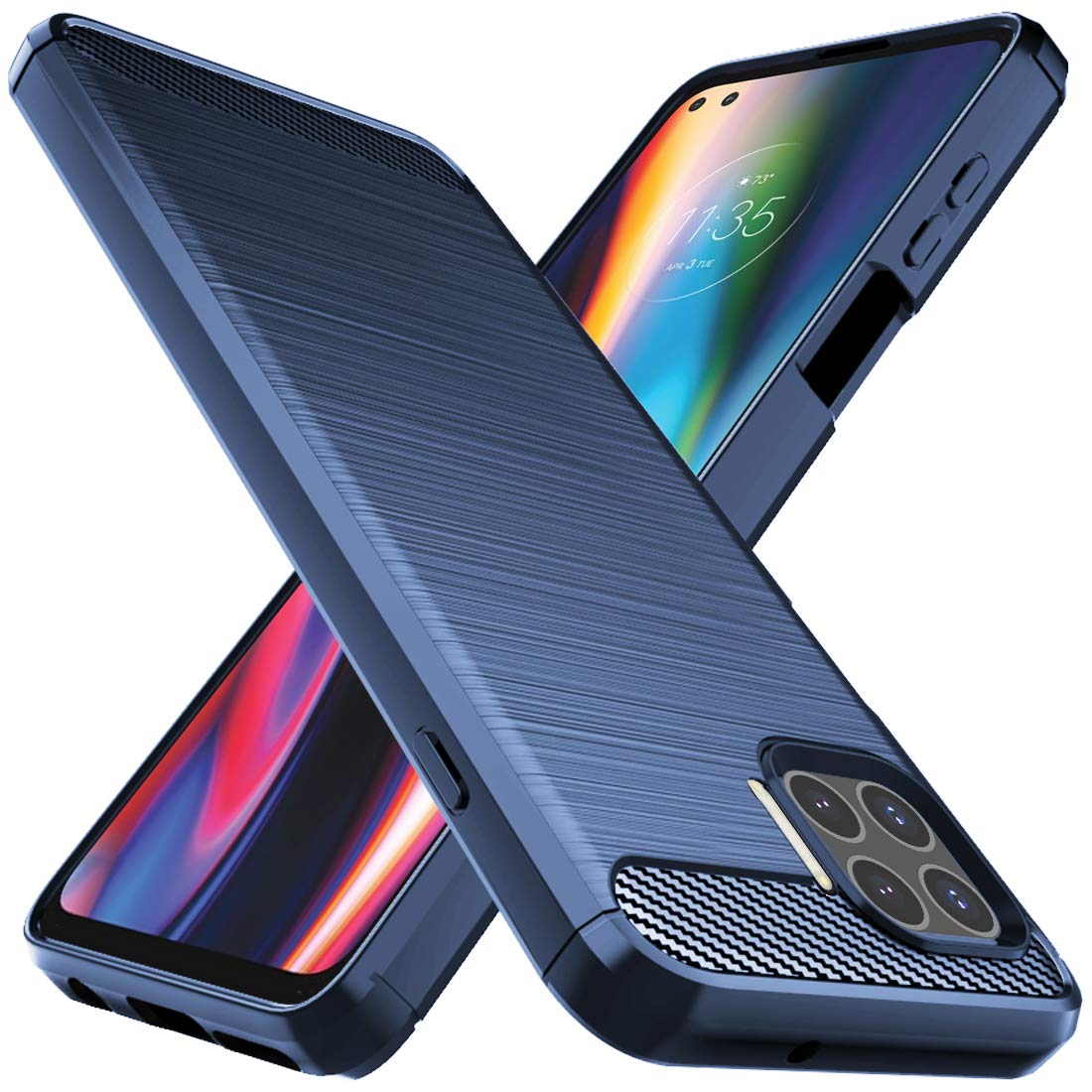 Osophter for Moto One 5G Case,Moto G 5G Plus Case,Moto One Lite Case Shock-Absorption Flexible TPU Rubber Protective Cell Phone Cover for Motorola One 5G UW(Navy Blue)