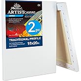 PHOENIX 16x20 Inch 2 Pack Artist Canvas - Large Stretched Canvases for Painting - 3/4 Inch Profile, 100% Cotton 11 Oz. Gesso Primed White Blank Professional Canvas Oil & Acrylic Paints