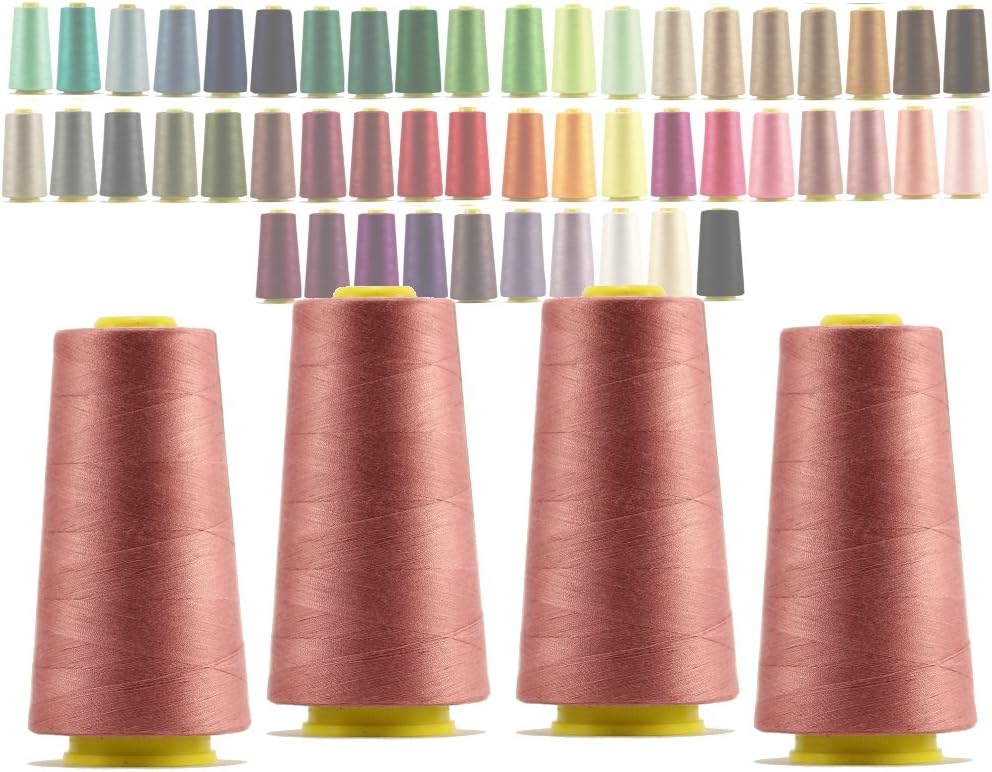 4 Konen Overlockgarn 40S/2 (153 Altrosa) / Lialina® / je 2700 Meter