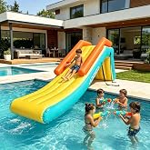 HPZIGD Inflatable Pontoon Slide, Quick Setup Portable Water Slide for Boat Dock, Lake Pool, Summer Party