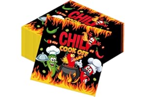 Lovarywow Chili Cook off Decorations - 100PCS Chili Cookoff Napkins Disposable Supplies for Party, Pepper Themed Paper Napkin