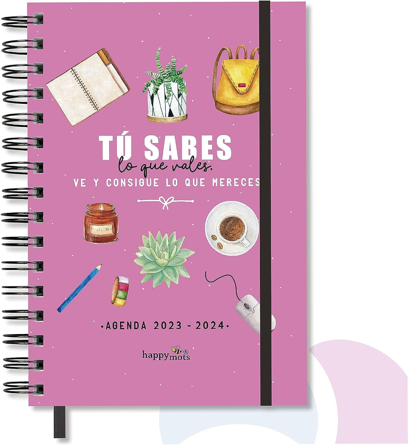 HappyMots School Diary 2023 2024 – Agenda 2023 2024 Week to View – Agenda 2023 2024 Spanish | Weekly Agenda Illustrations – Includes Planner, Calendar and Stickers – Back to School