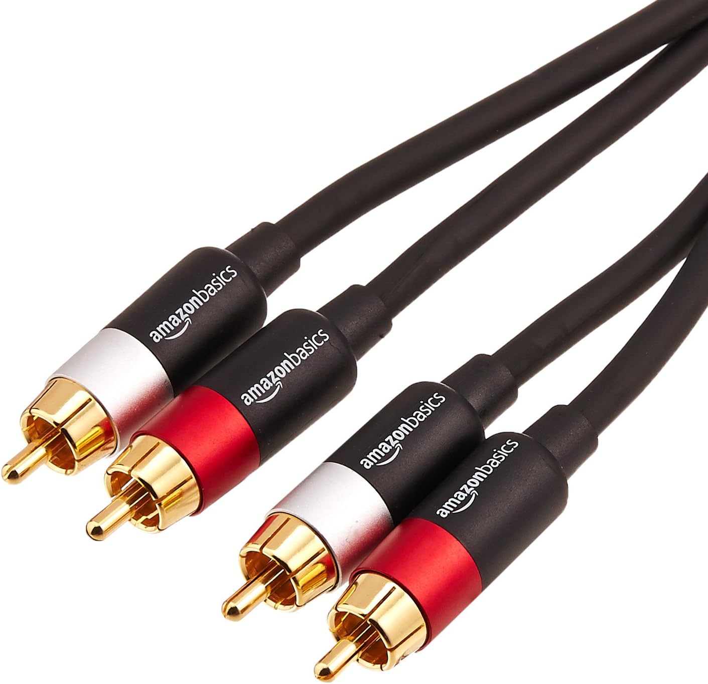 AmazonBasics 2-Male to 2-Male RCA Audio Cable - 4 Feet, 5-Pack