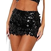 Justalwart Women's Sequin Skirt Sparkle Stretchy Bodycon Mini Party Glitter Skirts