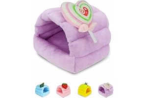 VOZRELS Guinea Pig Bed, Warm Fleece Guinea Pig Hideout, Cozy Small Animal House Bedding for Rabbit, Bunny, Hamster, Ferret, Hedgehog, Rat, Chinchilla, Squirrel Cage Accessories (Large, Purple)