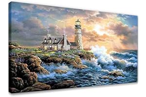 TOCARE Large Diamond Painting Kits for Adults Lighthouse, Large Size Diamond Art Kits for Adults Sunrise 15.7x31.5Inch,Full D