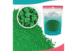 SPRINKLE ME THIS Plenty o' Luck | Green Shamrock Sprinkles | 8 OZ Resealable Stand Up Bag | St. Patrick's Day Lucky Four-Leaf Clover Shaped Topping | Cake Decorating Sprinkles