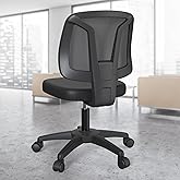 Swivel No Arms Small Home Desk Chair for Computer with Height Adjustable Lumber Support and Rotatoable Wheels for Small Spaces