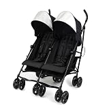 Summer Infant 3Dlite Folding Lightweight Side by Side Double Stroller with 5-Point Safety Harness for Infants and Toddlers, Black