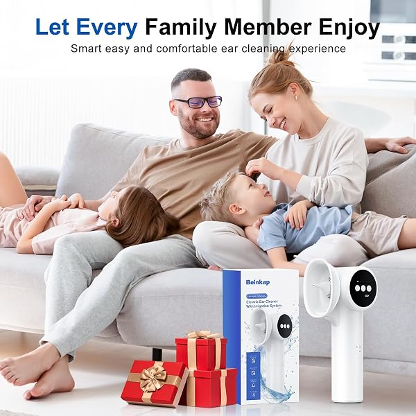 UPGRADED EAR WAX REMOVAL WITH MILD DRYING, SAFE EAR CLEANER FOR EAR WAX BUILDUP FLUSHING AND CLEANING WITH DUAL-COMPARTMENT DESIGN, EAR WAX CLEANER KIT 5 PRESSURE SETTINGS & USB-C CABLE, IPX7