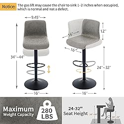 HeuGah Swivel Bar Stools Set of 4, Counter Height