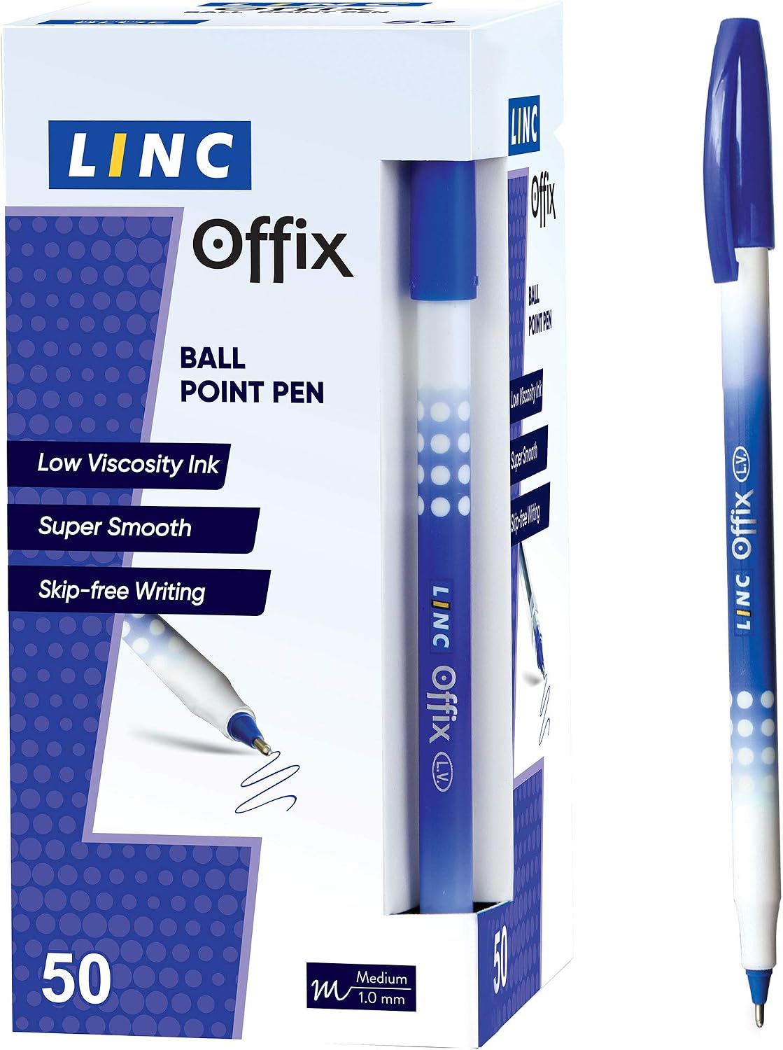 Ручка шар синяя linc offix, 1мм, одноразовая, арт.070858 8586 (8904106838586)