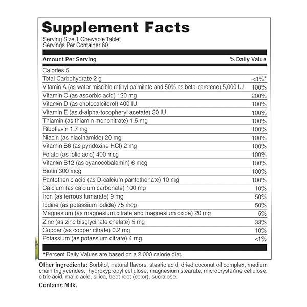 MULTIVITAMIN CHEWABLE TABLETS DELICIOUS TROPICAL BERRY FLAVORED (60 CHEWABLE TABLETS)