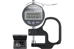 ALLmeter Digital Thickness Gauge 0.01mm, Professional Electronic Micrometer for Leather,Paper,Fabric,Plastic Film,0-0.5"/12.7
