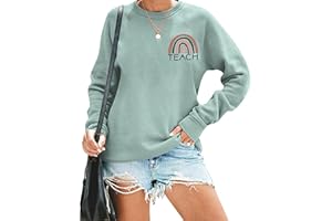 BANGELY Teacher Sweatshirt Womens Funny Rainbow Graphic Tee Inspirational Teach Shirt Casual Long Sleeve Pullover Tops