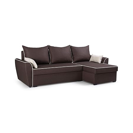 mb-moebel Ecksofa mit Schlaffunktion Eckcouch mit Bettkasten Sofa Couch Wohnlandschaft L-Form Polsterecke Mario (Braun, Ecksofa Rechts)