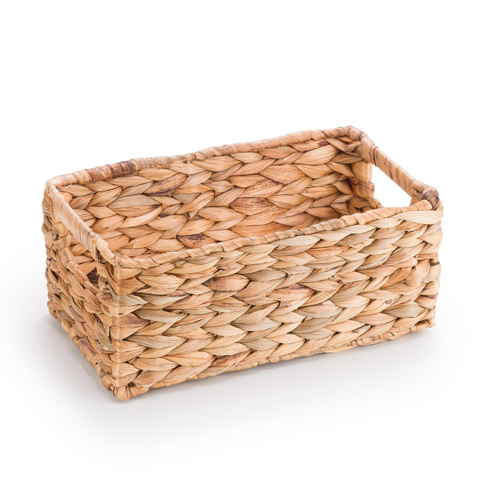 Woodluv Storage Baskets for Shelves, Woven Natural Hamper Gift Basket Bathroom Storage Basket organiser Toys Storage, Small