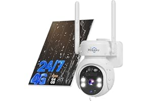 Hiseeu 4G LTE Cellular Security Camera Solar Powered, No WiFi Security Camera Wireless Outdoor, 24/7, PIR Motion, 2 Way Talk, 360° PTZ, 2K Color Night Vision, 64G SD & SIM Card Included