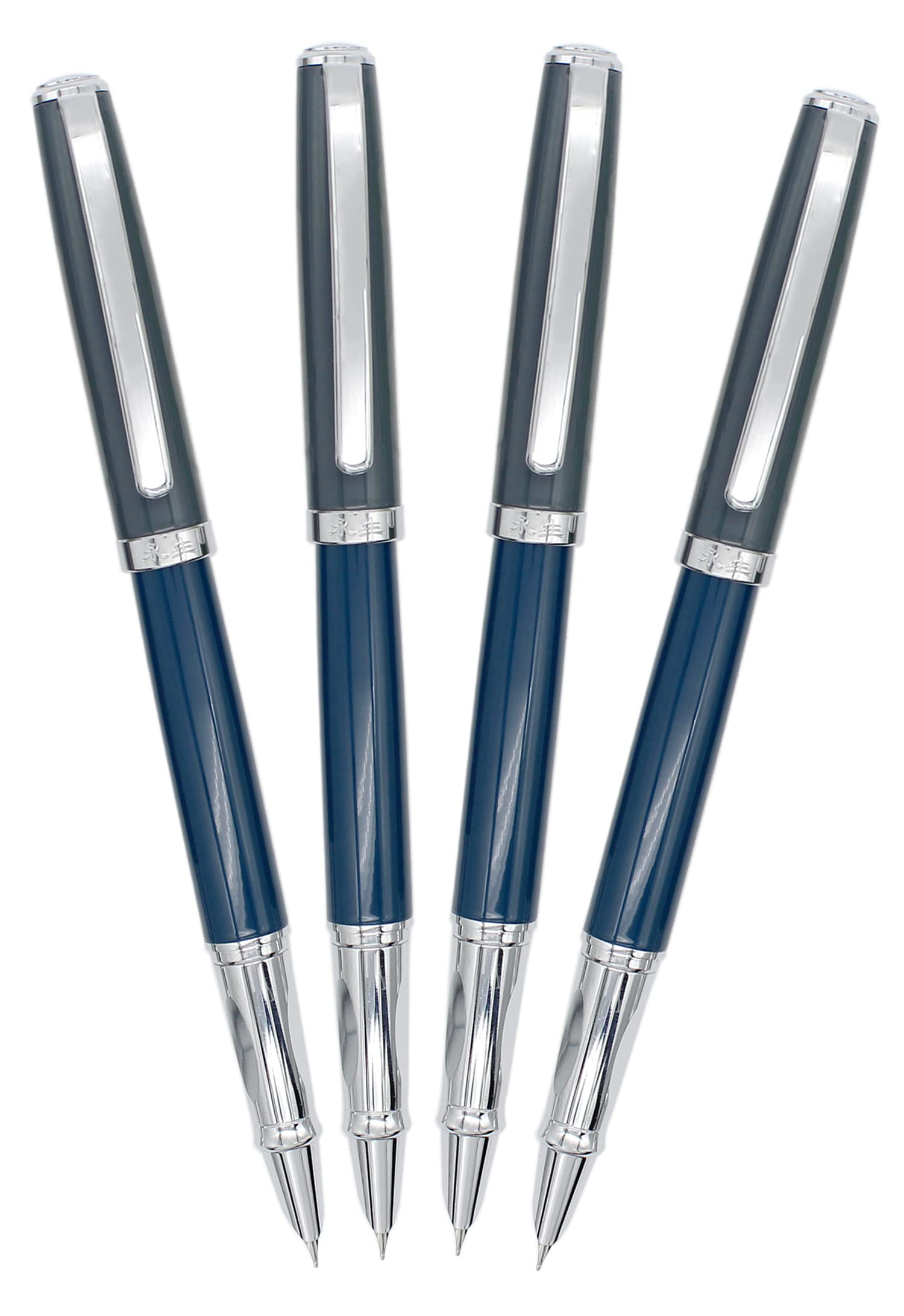 Gullor 4 Pieces Morandi Colorful Metal Fountain Pen, Ink Converter Pen, Fine Nib, Blue