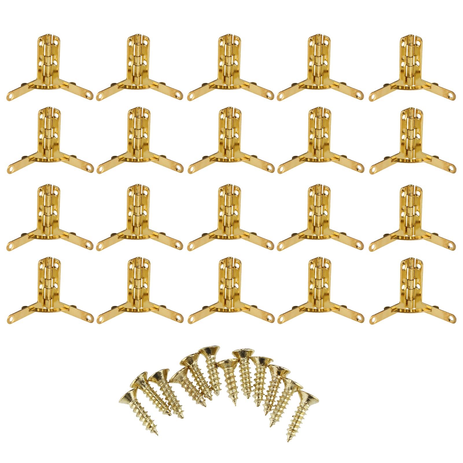 20 Pack 90 Degree Mortise Spring Hinges for Jewelry Cases Wine Boxes Watch Storage with Angle Support Gold Finish Door Closers