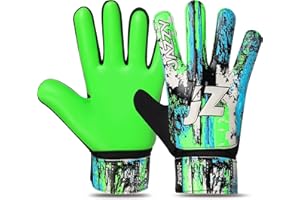 Jazzy Sports Soccer Goalie Gloves for Kids,Youth Goalkeeper Gloves Anti Slip 4mm Latex Palm with Strong Grip Double Wrist Protection, Junior Children Football Soccer Gloves for Kids 6-15 Years