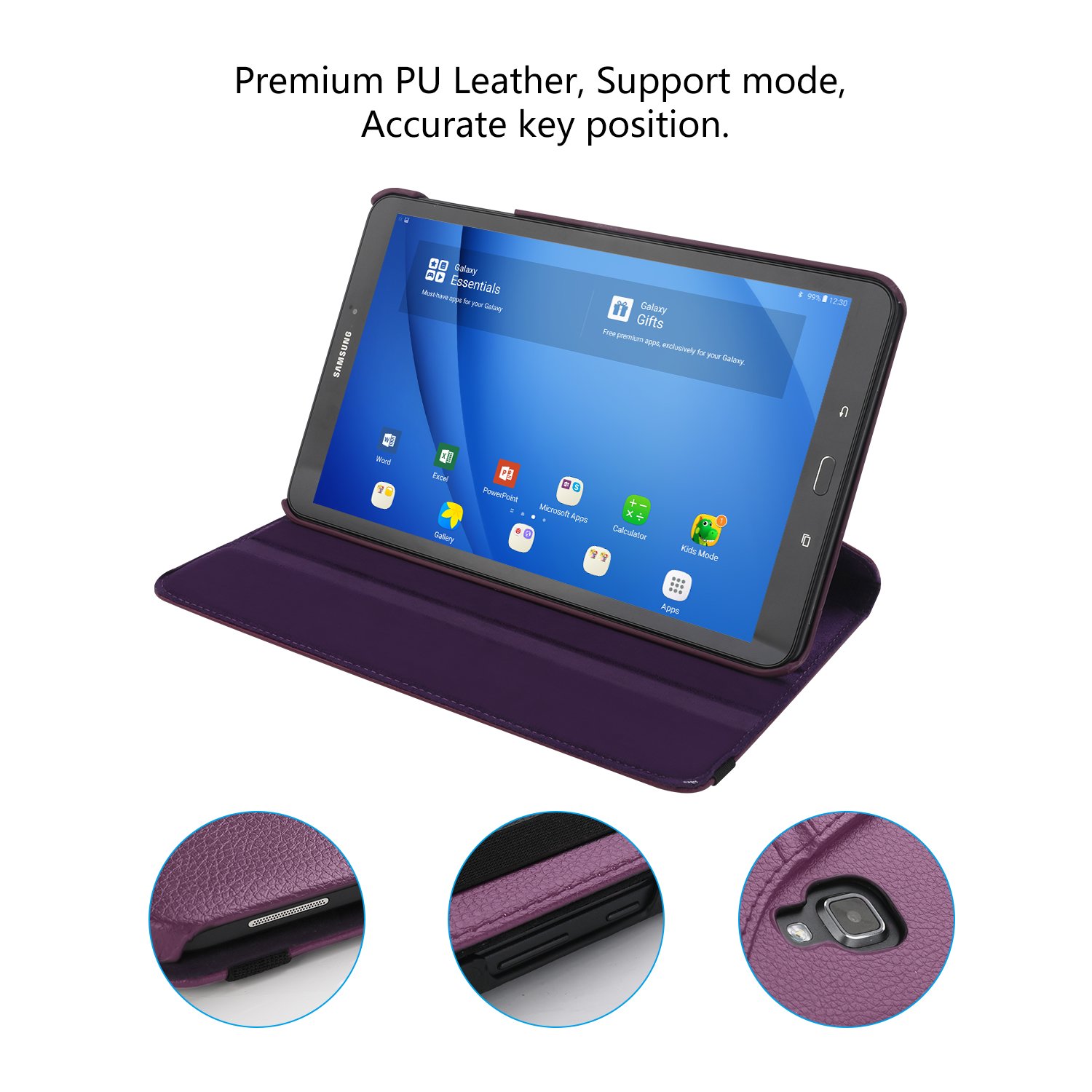 Samsung Galaxy Tab A 10.1 Case(NO S Pen) - Vivefox 360° Rotation Folding Cover with Auto Wake/Sleep Function, Stand Folio Case Cover for Galaxy Tab A 10.1 Inch SM-T580/T585/T587 Tablet (Purple)